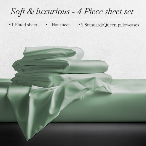 California Design Den Certified Luxury Egyptian Cotton Sheet Set, Cool Sateen Weave - Full Perspective: bottom