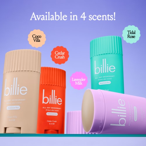 Billie All Day Deodorant for Women Tidal Rose Scent 24-hour Odor Protection Aluminum-Free Perspective: bottom