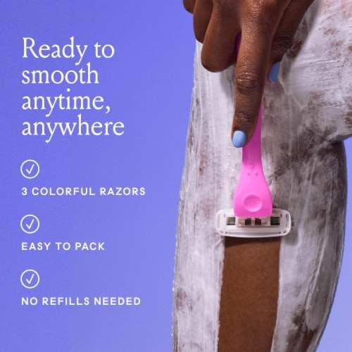 Billie 3-Blade Disposable Razors for Women with Easy Glide Aloe Shave Soap The Malibu Set Perspective: bottom