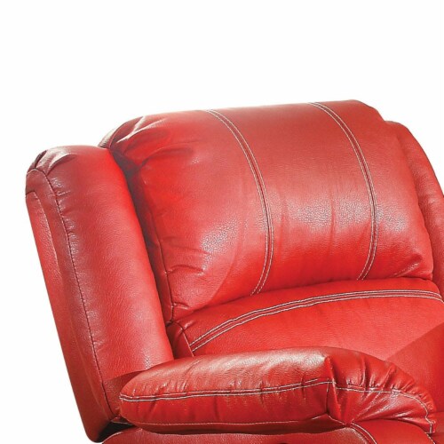 Leather Rocker Recliner Chair, Red- Saltoro Sherpi Perspective: bottom