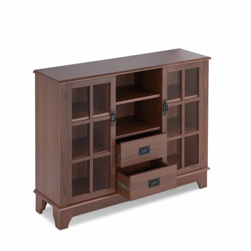 ACME Dubbs Storage Wood Console Table with 2 Doors in Walnut Perspective: bottom