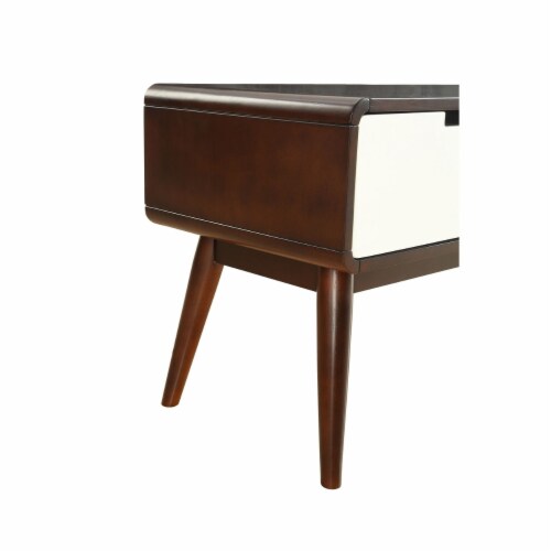 ACME Christa 2-Drawer Wooden TV Stand in Espresso and White Perspective: bottom