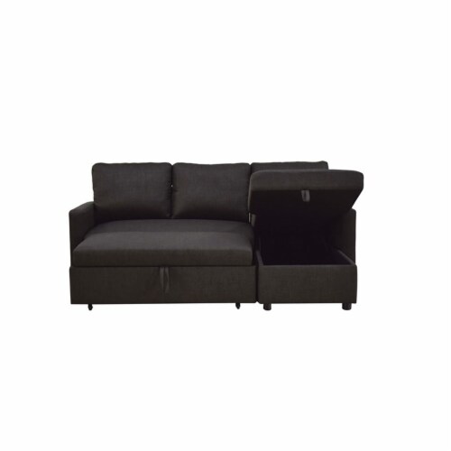 Acme hiltons charcoal linen cheap sleeper sectional sofa