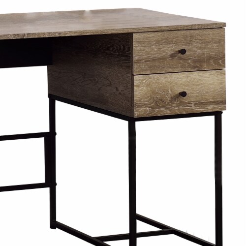 Desk, Rustic Oak & Black Perspective: bottom