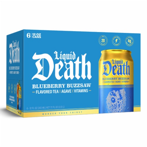Liquid Death, Blueberry Buzzsaw Iced Tea, Blueberry Flavored Black Tea Perspective: bottom