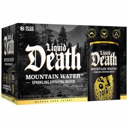 Liquid Death, Sparkling Mountain Water, Real Mountain Source, 100% American Made Perspective: bottom