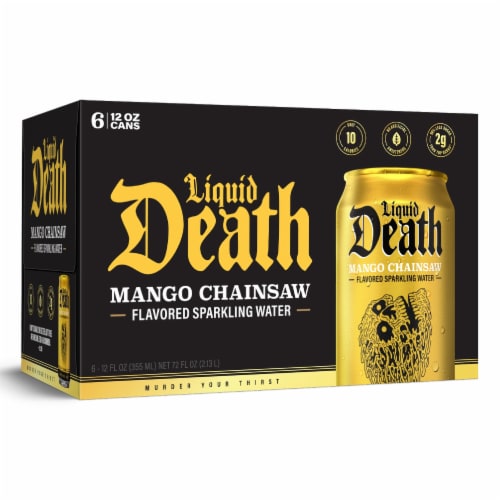 Liquid Death, Mango Chainsaw, Mango-Flavored Sparkling Water Perspective: bottom