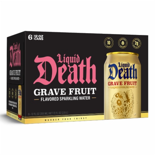 Liquid Death, Grave Fruit, Grapefruit-Flavored Sparkling Water Perspective: bottom