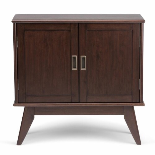 Simpli Home Draper Mid-Century Hardwood Storage Cabinet - Auburn Brown Perspective: bottom