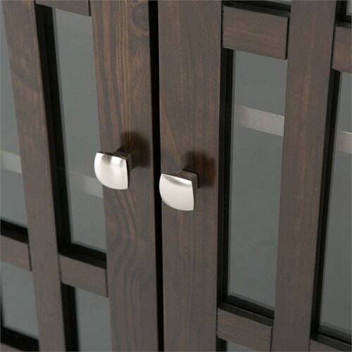 Simpli Home Bedford Wood Media Cabinet - Dark Tobacco Brown Perspective: bottom