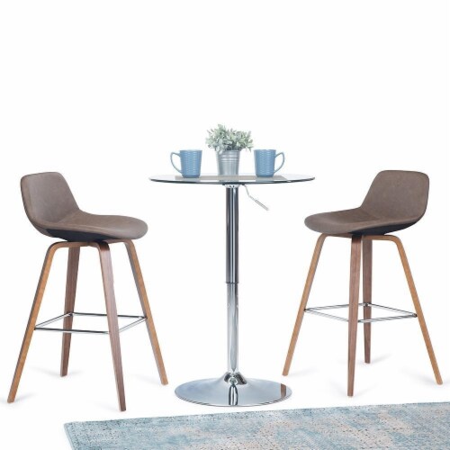 Randolph Modern wood Counter Height Stool (Set of 2) in Stone Gray Faux Leather Perspective: bottom