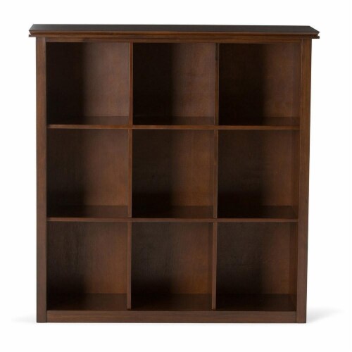 Simpli Home Artisan Wood Transitional 9 Cube Bookcase and Unit in Russet Brown Perspective: bottom