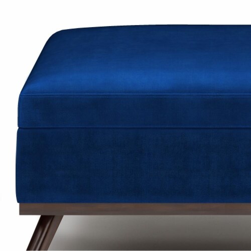 Owen 36 in.W Mid Century Coffee Table Storage Ottoman in Blue