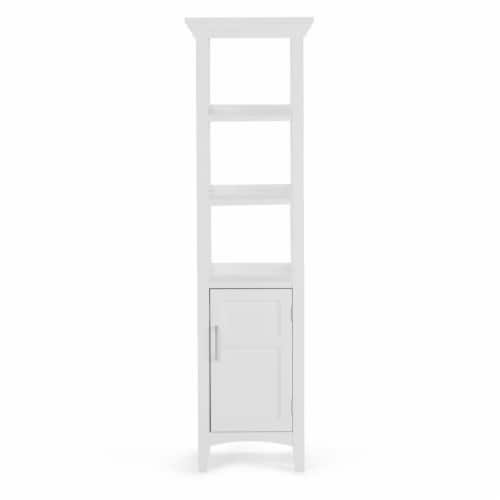 Simpli Home Avington Contemporary Wooden Bath Storage Tower in Pure White Perspective: bottom