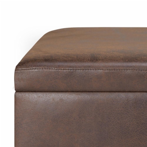 Distressed faux leather ottoman discount