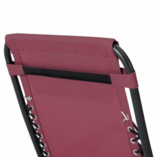 Sunjoy Modern Zero Gravity Steel Foldable Outdoor Lounge Patio Chair, Burgundy Perspective: bottom