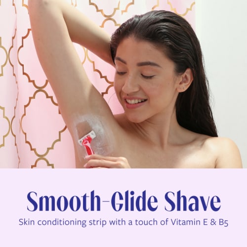 Skintimate Four-Blade Raspberry Rain Disposable Razors Perspective: bottom