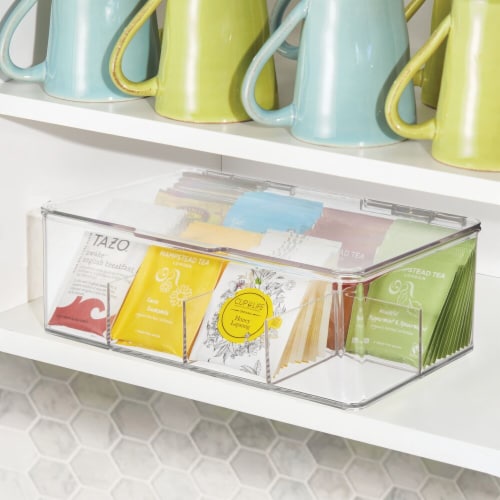 mDesign Plastic Stackable Kitchen Storage Organizer with Drawer - 8 Pack, Clear | Mathis Home