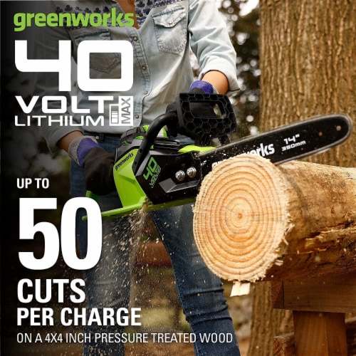 Greenworks 40 Volt Chainsaw with Battery & Charger Perspective: bottom