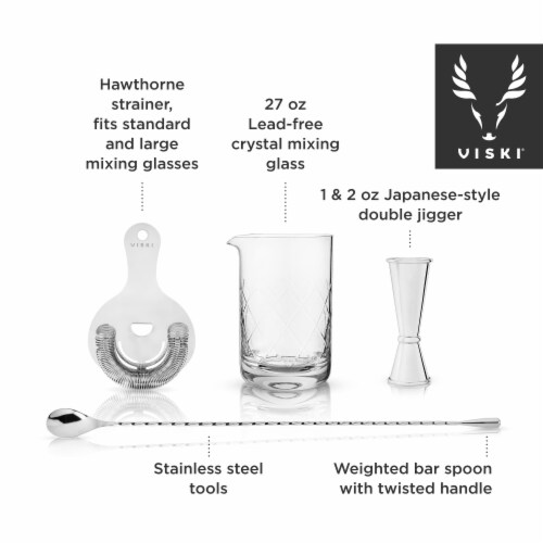 Viski 4-Piece Stainless Steel Mixologist Barware Set Perspective: bottom