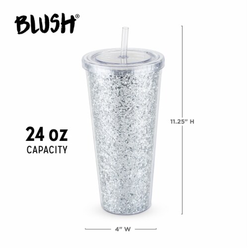 True 5394 Glam Silver Double Walled Glitter Tumbler Perspective: bottom