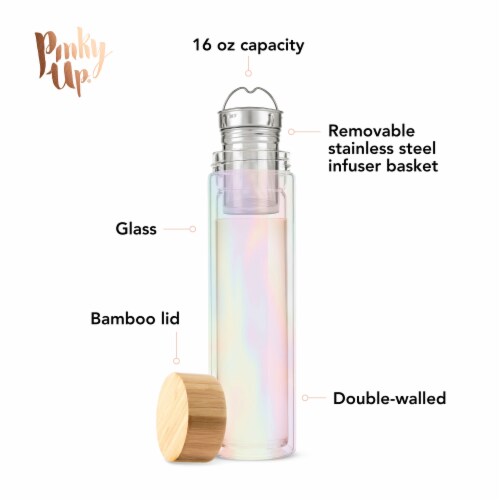 Pinky Up 16 oz Blair Arabesque Gold Glass Travel Infuser Mug, Multicolor Perspective: bottom