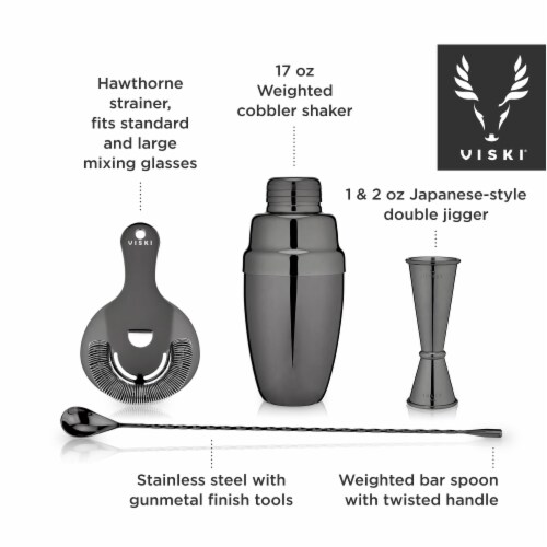 Viski Gunmetal Mixologist Barware Set Perspective: bottom