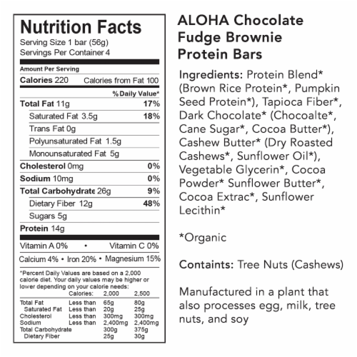 Aloha chocolate fudge brownie protein bars 4 ct ralphs