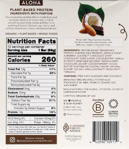 Aloha Coconut Chocolate Almond Plant-Based Protein Bars Perspective: bottom