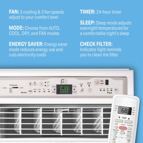 Perfect Aire 10,000 BTU Slider Air Conditioner w/ Remote, 450 Square