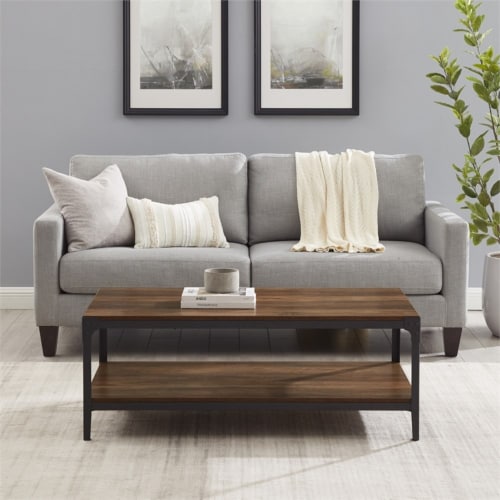 Angle iron rustic wood coffee table deals