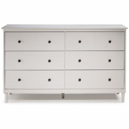 Walker Edison 6 Drawer Solid Wood Dresser in White 1 Harris Teeter