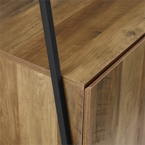 Walker Edison 72 Industrial Modern Ladder Bookcase in Reclaimed Barnwood Perspective: bottom