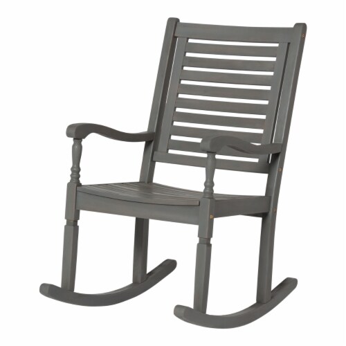 Outdoor Wood Patio Rocking Chair - Gray Wash Perspective: bottom