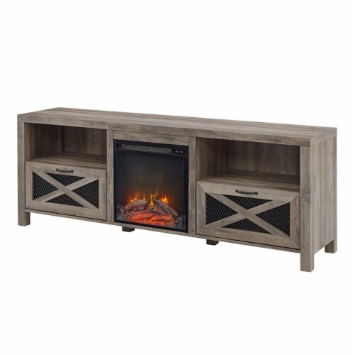 Grey wash fireplace tv stand discount