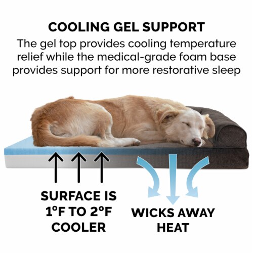 FurHaven Faux Fleece & Chenille Soft Woven Cool Gel Sofa Dog Bed|Medium, Coffee Perspective: bottom