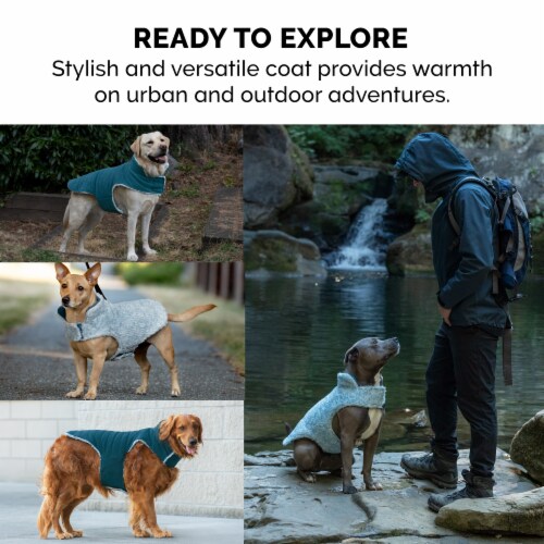 Flex-Fit Reversible Two-Tone Fur Dog Coat - Extra Large, Marine Blue Perspective: bottom