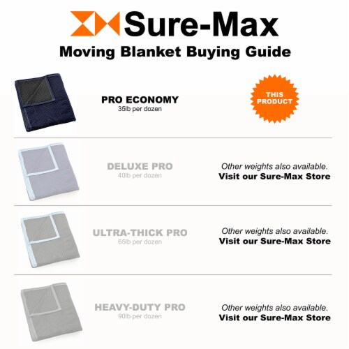 1 Blanket 80 x 72 Moving & Packing Blanket Blue & Black by Sure-Max Perspective: bottom