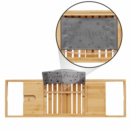 Casafield Bamboo Bathtub Caddy, Expandable Wooden Bath Tray Perspective: bottom