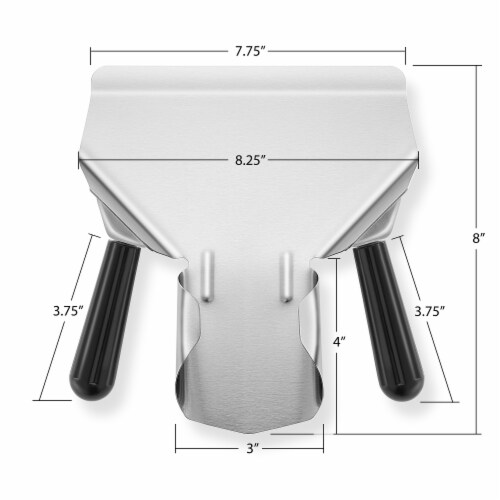 Commercial French Fry Scoop, Double Handle - Stainless Steel Scooper Perspective: bottom