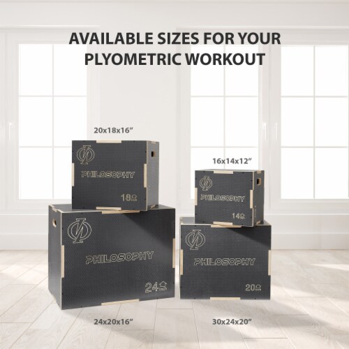 3 in 1 Non-Slip Plyo Box 20 x 18 x 16 , Gray, Jump Box for Training Perspective: bottom
