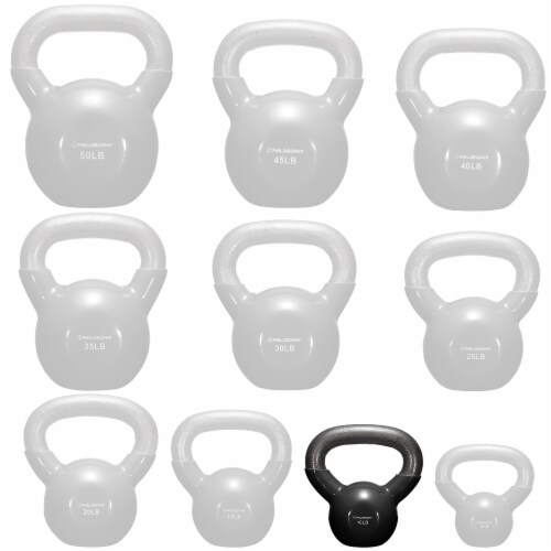 Philosophy Gym Vinyl Coated Cast Iron Kettlebell Weight 10 lbs - Black Perspective: bottom