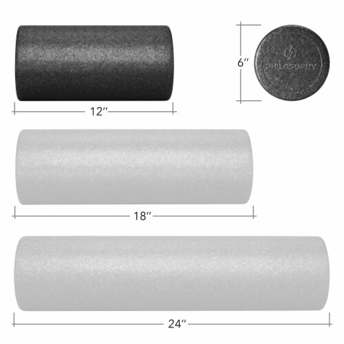 12 High-Density Foam Roller for Exercise Massage Recovery - Black Perspective: bottom