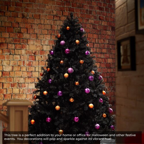 7.5FT Black Spruce Artificial Holiday Christmas Tree with Metal Stand Perspective: bottom