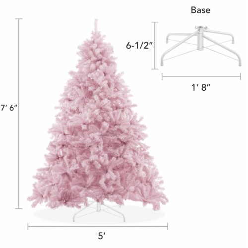 7.5FT Pink Spruce Artificial Holiday Christmas Tree with Metal Stand Perspective: bottom