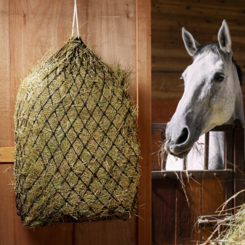 Slow Feed Hay Net Black 40 Long Horse Feeder Bag 1 3 4 Mesh Holes n a QFC