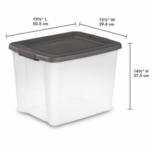 Sterilite 18 Gal Latching Tuff1 Storage Tote, Stackable Bin with Latch Lid,  Plastic Container to Organize Garage, Basement, Gray Base and Lid, 12-Pack