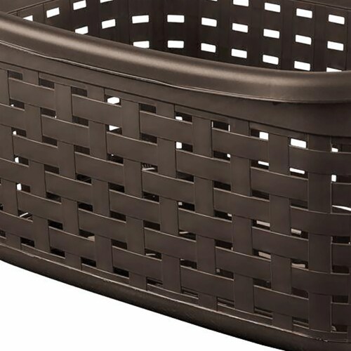 Sterilite Plastic Weave Laundry Organizer Storage Basket Tote, Espresso (6 Pack) Perspective: bottom