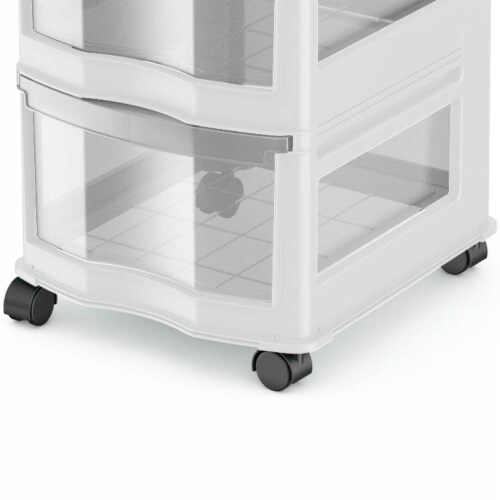 Life Story Classic 3 Shelf Storage Organizer Plastic Drawers, White (4 Pack) Perspective: bottom