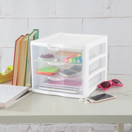 Sterilite ClearView 3-Drawer Wide Organizer - Clear/White, 14.6 x 14.5 x  10.6 in - Kroger